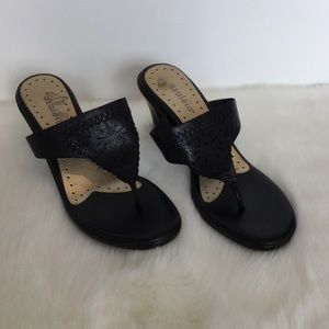 Black leather heels sandals